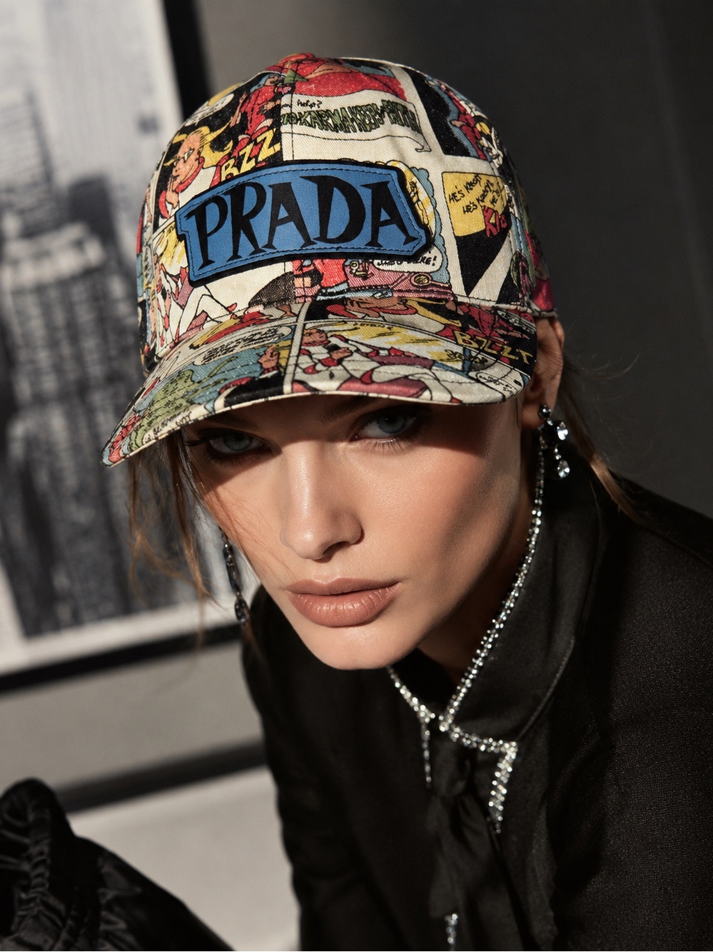 Authentic Prada Milano Comic Print Cap Hat – Made in Italy – Size Small